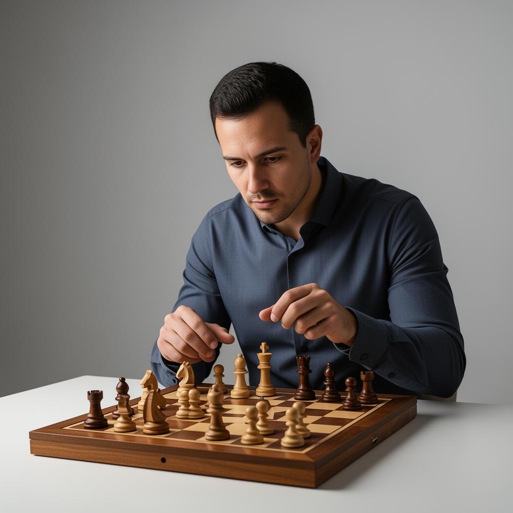 Yogesh Kumbhar analyzing a chessboard